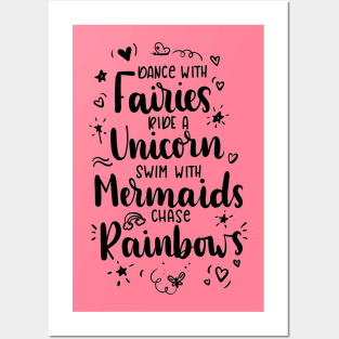 Swim with Mermaids Cute Beautiful l mermaid Quote Artwork Posters and Art